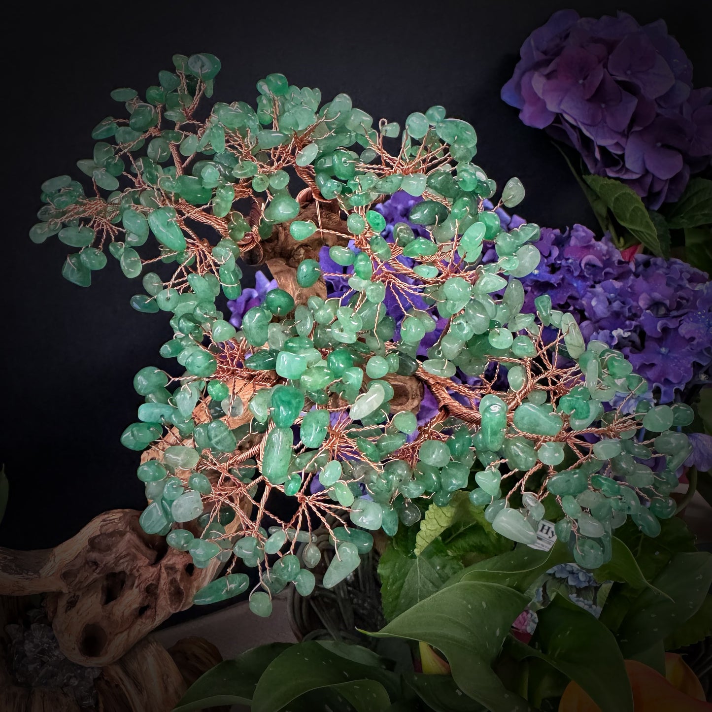 Green Aventurine Driftwood Bonsai · Millennial Pine Knot Energy Tree