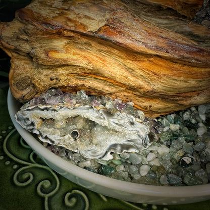 Tree of Abundant Reception — A Green Aventurine Crystal Tree with Energy Basin & Incense Holder