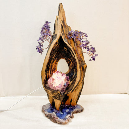 Amethyst Pine Bark Night Light · Cherry Blossom Agate Energy Tree