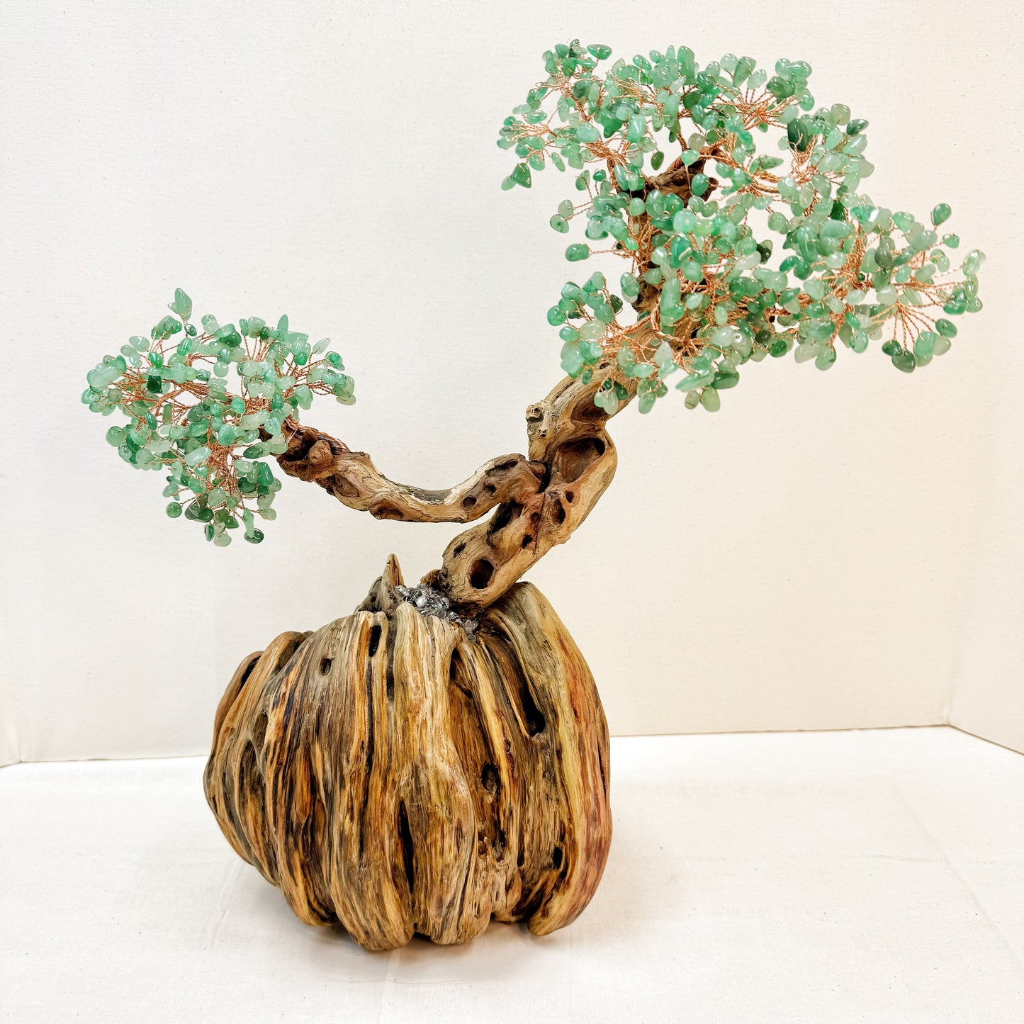 Green Aventurine Driftwood Bonsai · Millennial Pine Knot Energy Tree