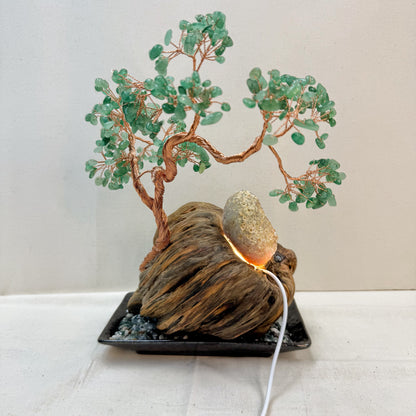 Green Aventurine Pine · Illuminated Crystal Cave Energy Tree