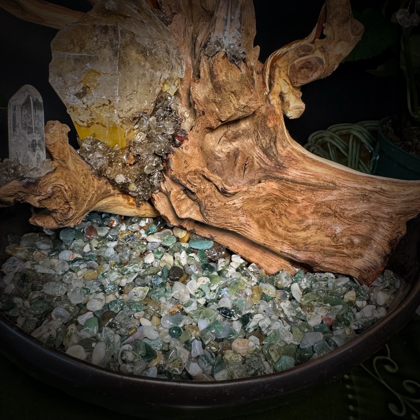 Emerald Embrace — A Prosperity Crystal Tree with Feng Shui Mountain Base