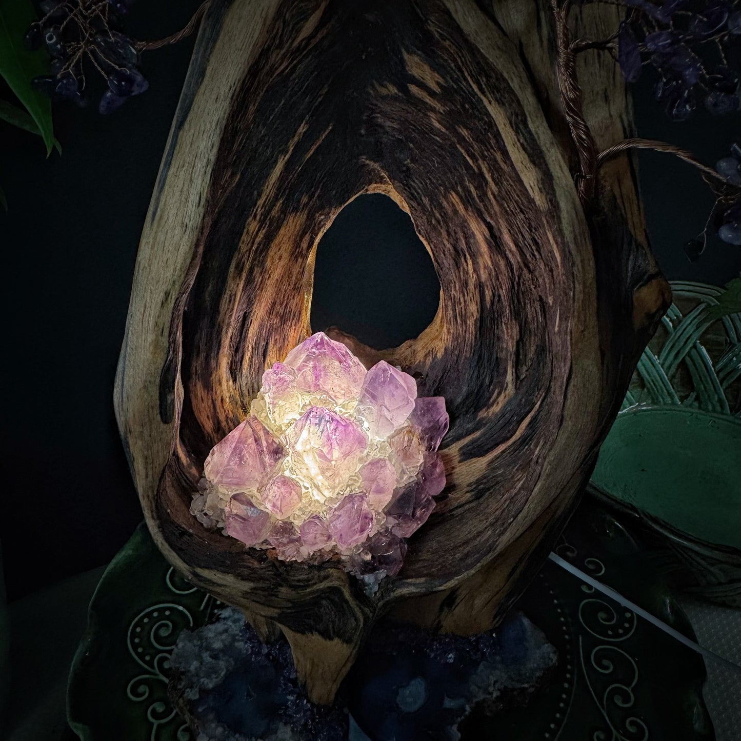 Amethyst Pine Bark Night Light · Cherry Blossom Agate Energy Tree