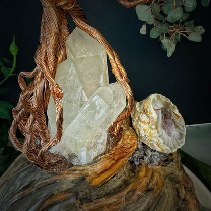 Tree of Abundant Reception — A Green Aventurine Crystal Tree with Energy Basin & Incense Holder