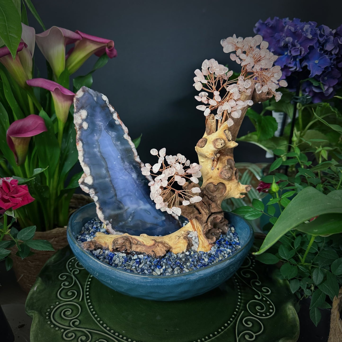 Blue Blossom Serenity · A Crystal Bonsai for Water Element Balance