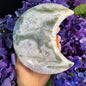 Moon of Abundance · Green Moss Agate Crescent#moon#002