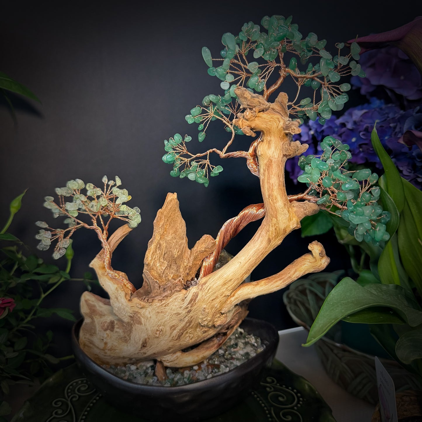 Emerald Embrace — A Prosperity Crystal Tree with Feng Shui Mountain Base