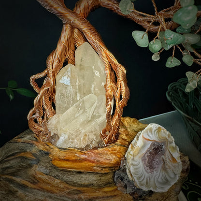 Tree of Abundant Reception — A Green Aventurine Crystal Tree with Energy Basin & Incense Holder