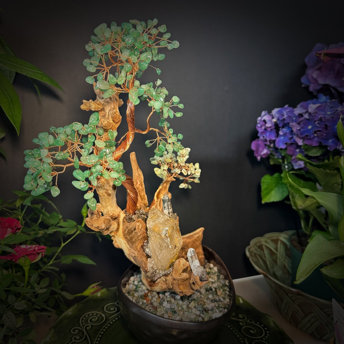 Emerald Embrace — A Prosperity Crystal Tree with Feng Shui Mountain Base