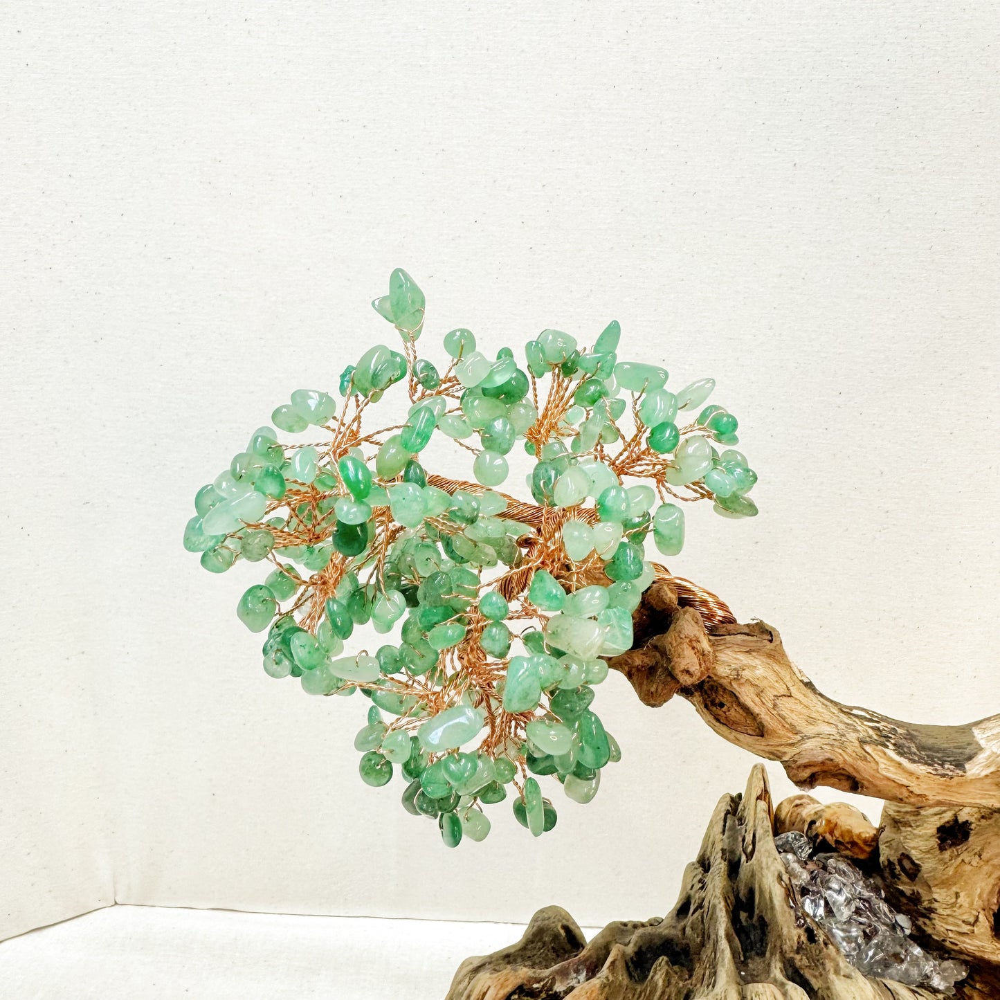 Green Aventurine Driftwood Bonsai · Millennial Pine Knot Energy Tree