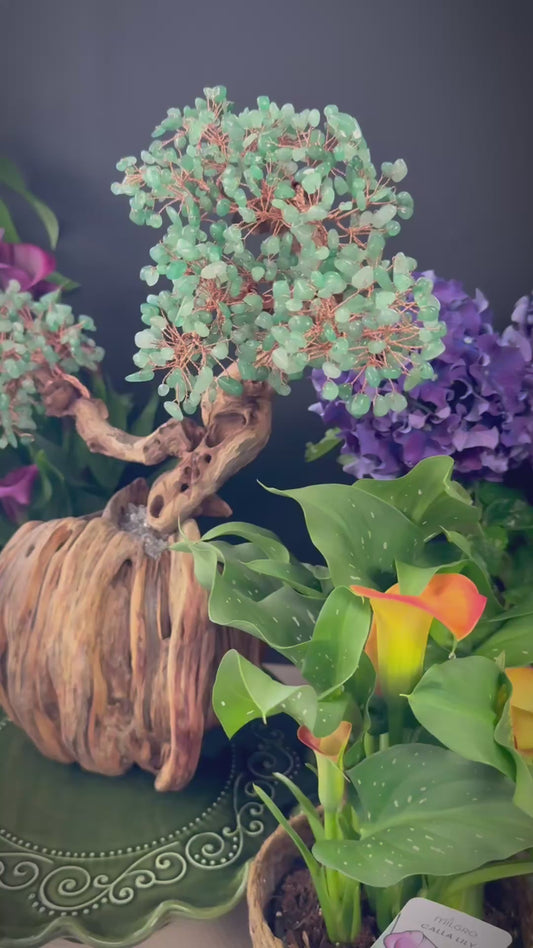Green Aventurine Driftwood Bonsai · Millennial Pine Knot Energy Tree