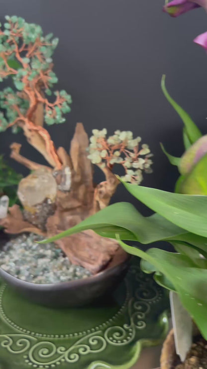 Emerald Embrace — A Prosperity Crystal Tree with Feng Shui Mountain Base